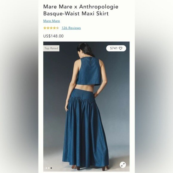 NWT Size SP - Mare Mare 100% Cotton Basque-Waist Maxi Skirt (NWT US$ 148) - Picture 15 of 15